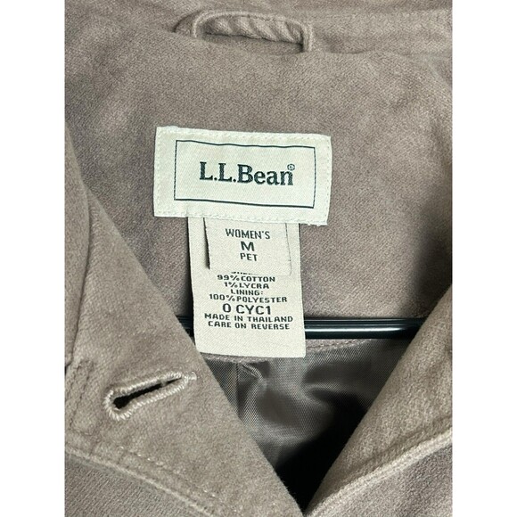 LL Bean Womens Tan chore coat Jacket Size Medium Blazer Petite Tan brown cropped - Picture 3 of 12